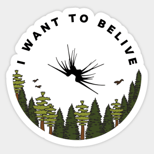 I Want to Belive - Shadow Ship - Circle - White - Sci-Fi Sticker